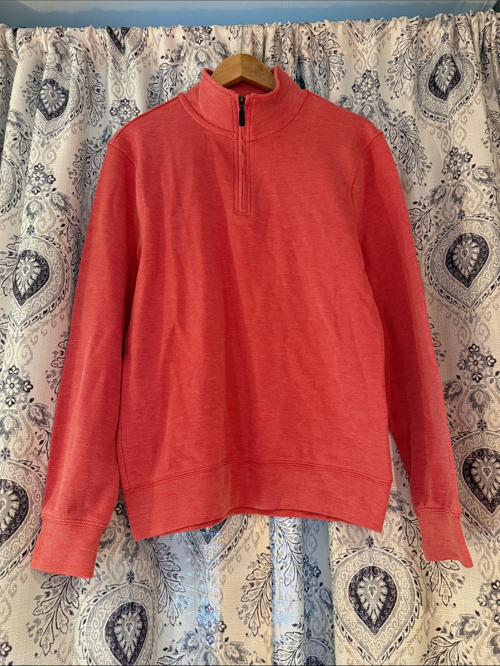 J. Crew Men's Coral Zip-Neck Sweater - Picture 1 of 7